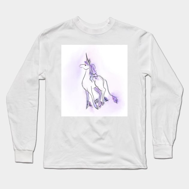 Purple Unicorn Long Sleeve T-Shirt by CutiePoos